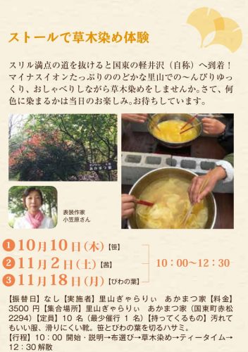 ストールで草木染め体験(びわの葉)